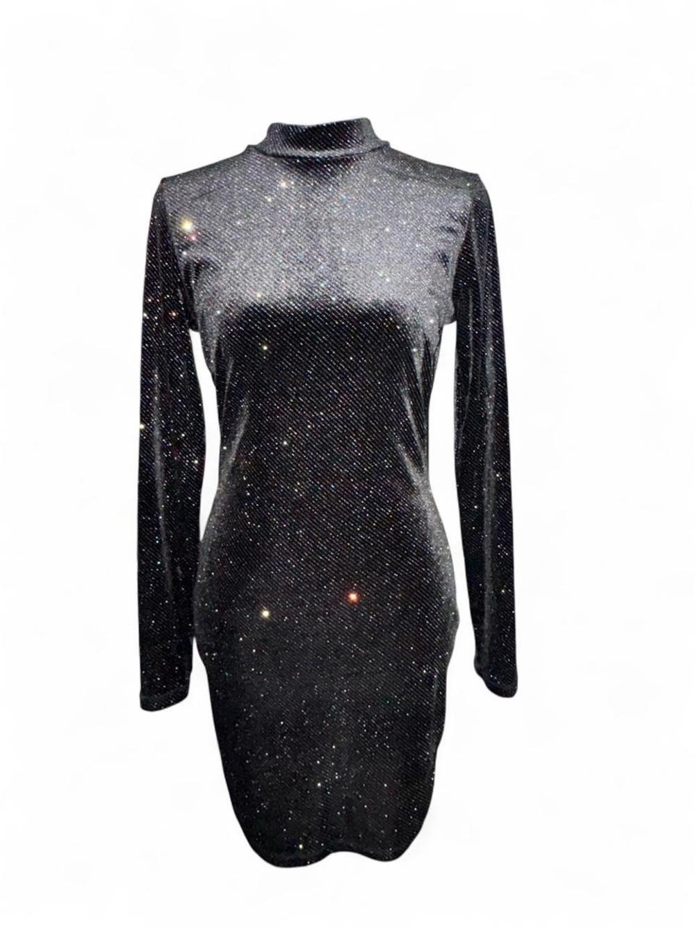 Sparkle Black Long-Sleeve Bodycon Dress